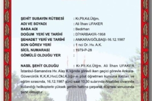 Şehit Kr.Plt.Ütğm. Ali İhsan UFAKER