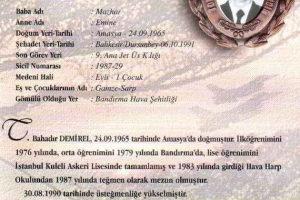 Şehit Hv.Plt.Ütğm. T. Bahadır Demirel
