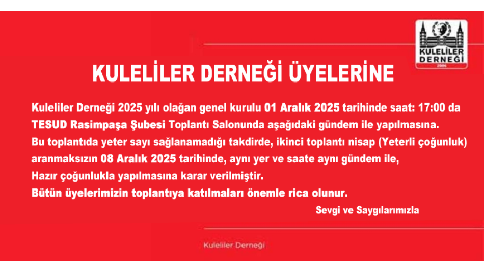 GENEL KURUL DUYURUSU