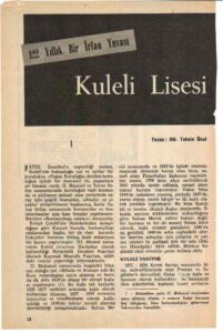 122 Yıllık Bir İrfan Yuvası: Kuleli Lisesi – Hayat Tarih Mecmuası – Ağustos 1968
