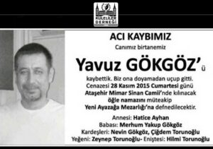23 Numaralı Üyemiz Yavuz GÖKGÖZ Vefat Etmiştir